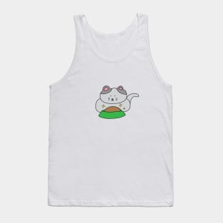 cute grey cat eating cat food Tank Top